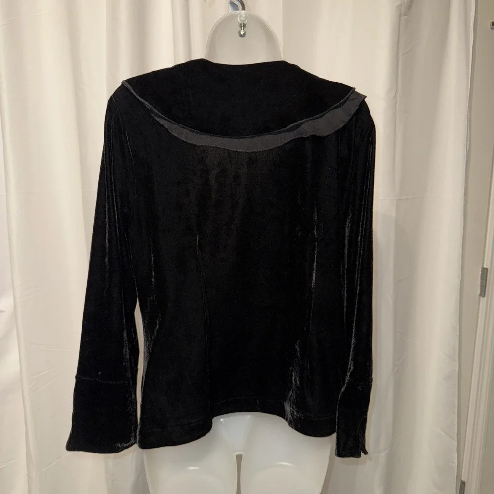 Size M Velvet Wrap Top Jacket Whimsigoth Y2K Ruffle 90s Goth Holiday Glam Black